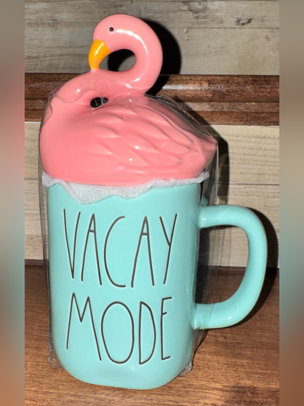 🥰 Rae Dunn Artisan Collection VACAY MODE Mug with Pink Flamingo Topper Lid New
